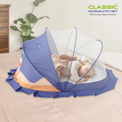 Classic Mosquito Net For Baby|Astronaut Print | (0 to 24 Months)|Bottomless| baby Polyester Washable Adults Mosquito Net(Navy Blue, Tent)