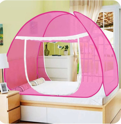 ALFEN Polyester Adults Washable Mosquito Net for Double Bed King Size Foldable, Strong and Durable Tent Mosquito Net(Pink, Tent)