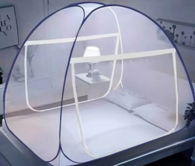 B B Enterprises Polyester Adults Washable Mosquito net for double bed (6*6 size) to (6.8*6.8 size), portable easy foldable Mosquito Net(White, Blue, Tent)