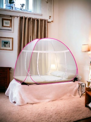 Yunik Polyester Adults Washable QUEEN-PINKA_10 Mosquito Net(Pink, Tent)