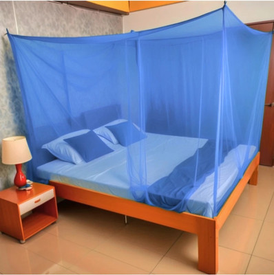 Ym textiles Nylon Adults Washable Mono Mosquito Net(Blue, Bed Box)
