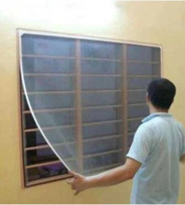 Divyanshi Windows net 5x5 white unstitched HDPE - High Density Poly Ethylene Washable Adults Mosquito Net(5*5 White, Frame Hung)