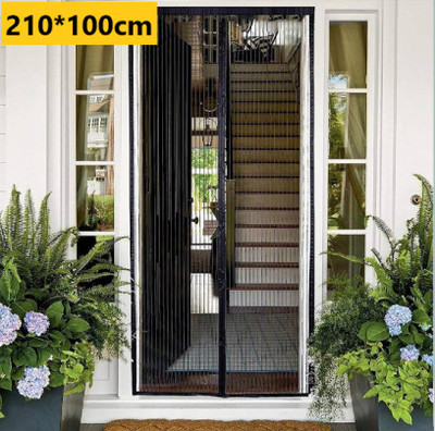 VEENOVA Polyester Adults Washable Auto-Closing Magnetic Door Mosquito Net Mosquito Net(Black, Frame Hung)