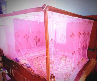MMSUPER Fibre Adults Washable A_Print 05 size. 6*7 Mosquito Net(Pink, Bed Box)