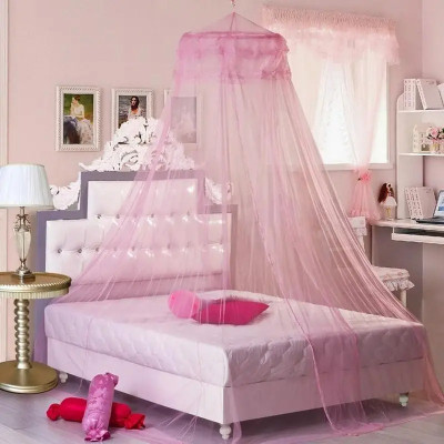 VVS Polyester Adults Washable Mosquito net(Machhardani) Double bed free Size) 6x6 Mosquito Net(Pink, Tent)
