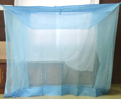 Iblay Cotton Adults Washable Blue Mosquito Net for Bed/Double Bed, 10x6.5 Insect Protection Net Mosquito Net(Blue, Bed Box)
