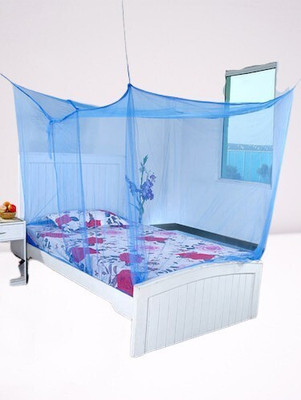 VP Creation Nylon Adults Washable Blue Single bed Mosquito Net Mosquito Net(Blue, Frame Hung)