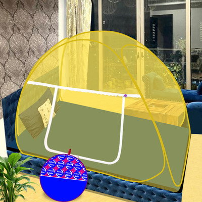 SILVER SHINE Polyester Adults Washable Polyester Mosquito Net Foldable for Single Bed yellow Color Tent Mosquito Net Mosquito Net(Yellow, Tent)