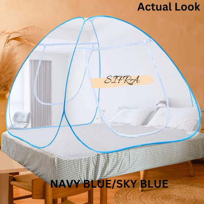 Hitech Polyester Adults Washable Premium King or Double Bed Mosquito Net Mosquito Net(VIBRANT BLUE, Tent)