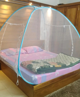 B B Enterprises Polyester Adults Washable Mosquito net for double bed (6*6 size) to (7.5*7.5 size), portable easy foldable Mosquito Net(White, Blue, Tent)