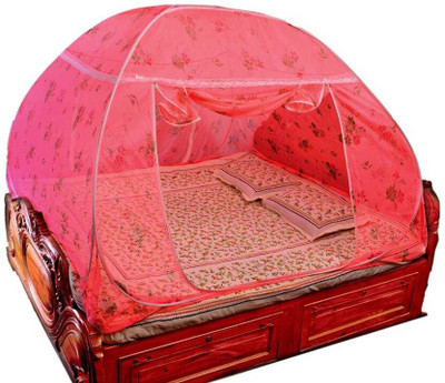 HOMELORE Polyester Adults Washable DOUBLE BED DEEP PINK PRIME (6x5, 6x6, 6x7 Bed) Mosquito Net(DEEP PINK, Tent)