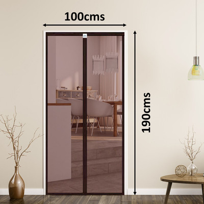 Lifekrafts Polyester Adults Washable Auto-Closing Magnetic Door Mosquito Net(Brown190*100 cms, Frame Hung)