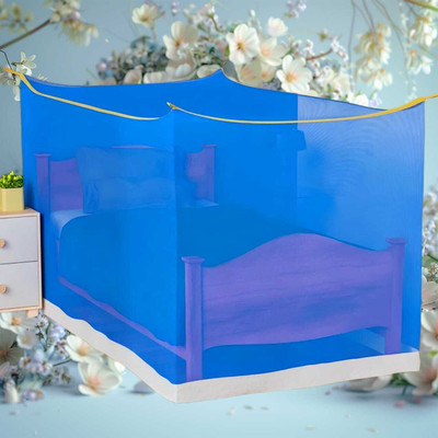 MINIKIDZ Polyester Adults Washable Double Bed Mosquito Net,(6X6.5 Feet) -Blue043 Mosquito Net(Blue, Tent)
