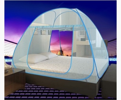 NR Enterprises Nylon Adults Washable mosquito net tent double bed , light blue 0991 Mosquito Net(Light Blue, Tent)