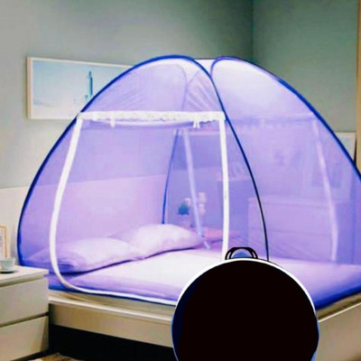 Radhe Polyester Adults Washable PURPLE machardani net double bed cotton 6 6 Mosquito Net(Purple, Tent)