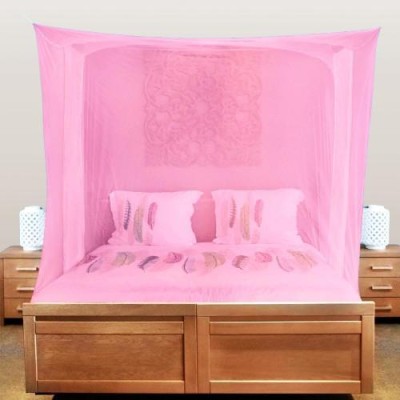 Nissi Nylon Adults Washable mosquito net double bed (bedbox) 4x6.5ft, Pink_963 Mosquito Net(Pink, Bed Box)