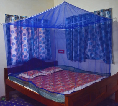 Mehon Craft HDPE - High Density Poly Ethylene Adults Washable Mosquito Net for double Bed Machardani Polyester Net Mosquito Net(Blue, Bed Box)