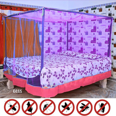 EpicEdge Double Bed Mosquito Net,(6X6) Ft Purple Colour HDPE - High Density Poly Ethylene Washable Adults Mosquito Net(Purple, Bed Box)