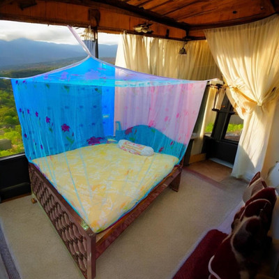 ASTEXTILE Polyester Adults Washable Double Bed Mosquito Net pack of 1,Tent_2Blue Mosquito Net(Blue, Tent)