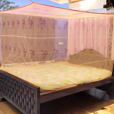 ASTEXTILE Polyester Adults Washable Single Bed Mosquito Net pack of 1 Bed Boxt_1 Yellow Mosquito Net(Yellow, Bed Box)