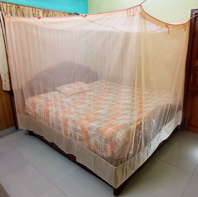 PRISMO Polyester Adults Washable Premium Soft Mosquito Net(Peach, Frame Hung)