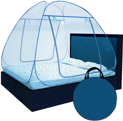 EVETIS Polyester Adults Washable DOUBLE BED MOSQUITO NET TENT FOR ADULTS (Blue), Mosquito Net(Navy Blue, Tent)