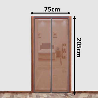 SafeMyles Polyester Adults Washable Auto-Closing Magnetic Door Mosquito Net(205*75cms- Grey, Frame Hung)