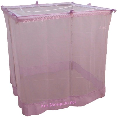 ANS Polyester Adults Washable Double bed mosquito net polycotton Mosquito Net(Pink, Frame Hung)