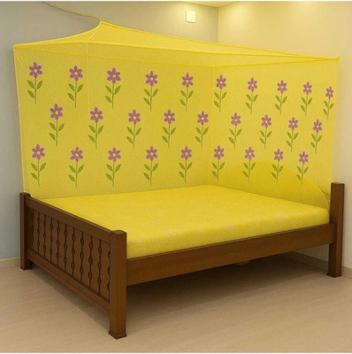 JK TEXTILE Fibre Adults Washable 740 Mosquito Net(Yellow, Bed Box)