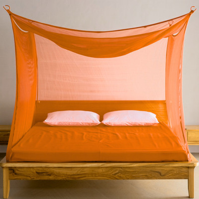 MINIKIDZ HDPE - High Density Poly Ethylene Adults Washable double bed insect and mosquito net {6x7 ft} Mosquito Net(Orange, Tent)