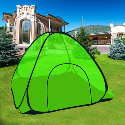 SILVER SHINE Polyester Adults Washable Polyester Foldable Double Bed Mosquito net with Base for Adults Mosquito Net(Green, Tent)
