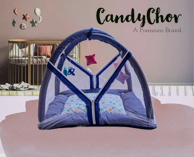 CandyChor Cotton Baby Bed Sized Bedding Set(Navy Blue, 1 Baby bedding gym, 1 Baby pillow)