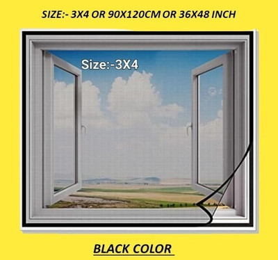 BLEMY HDPE - High Density Poly Ethylene Adults Washable 3X4 BLACK WINDOW NET -5145 Mosquito Net(3x4 black, Frame Hung)