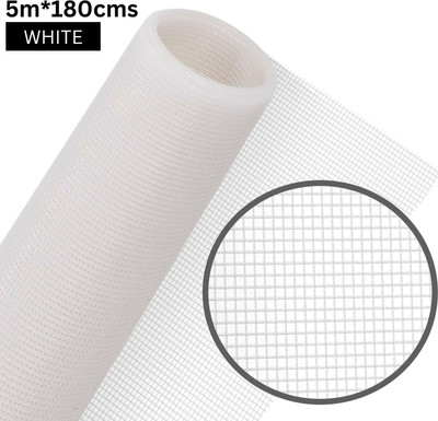 TurtleGrip Fibre Adults Washable 120 GSM Fiberglass Windows Mosquito Net Roll. DIY Cut to Any Size, Mosquito Net(WHITE-5m*180cms, Frame Hung)
