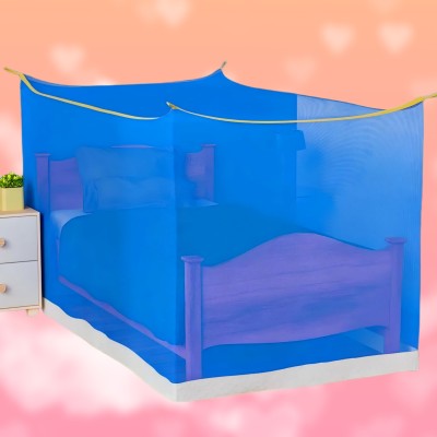 MINIKIDZ Polyester Adults Washable Double Bed Mosquito Net,(6X6.5 Feet) -Blue002 Mosquito Net(Blue, Tent)