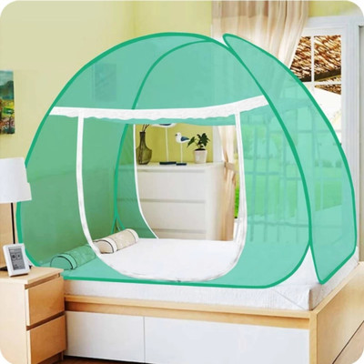 ALFEN Polyester Adults Washable Mosquito Net for Double Bed King Size Foldable, Strong and Durable Tent Mosquito Net(Green, Tent)