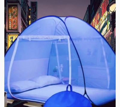 NR Enterprises Nylon Adults Washable mosquito net tent double bed , blue 009 Mosquito Net(Blue, Tent)
