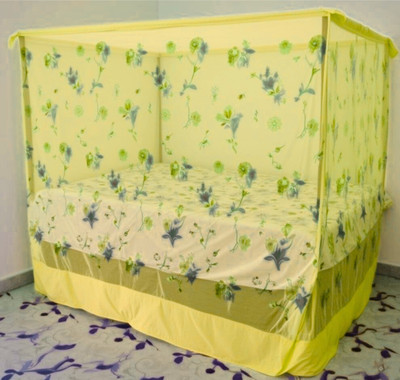 CoverCraze Polyester Adults Washable FLORAL INSECT AND PROTECTION NET for 3 persons Mosquito Net(Yellow, Tent)