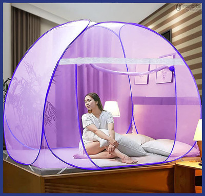 didhiti HDPE - High Density Poly Ethylene Adults Washable mosquito net queen machardani for double bed 6 6 - 7 7 mosquito dani machhardani Mosquito Net(Purple, Tent)