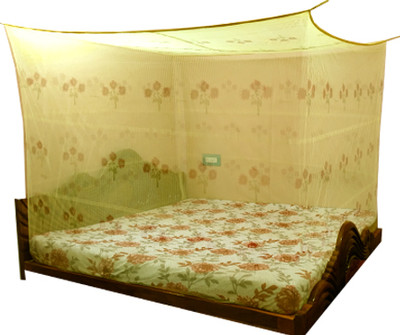 Mehon Craft Cotton Adults Washable Mosquito Polycotton Pyaragon Net (Size 6x7-ft) Mosquito Net(Yellow, Bed Box)