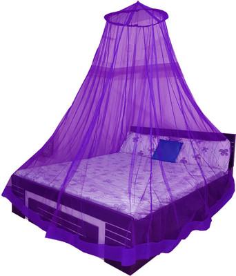 Shree Kriday Polyester Adults Washable King Size Bed Hanging Round Mosquito Net(Purple, Ceiling Hung)