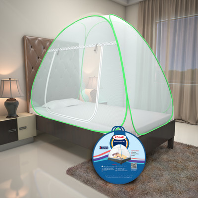 Kolar Premium 6.5 Feetx4 Feet Single Bed Machardani, Single Bed Polyester Washable Adults Mosquito Net(Green, Tent)