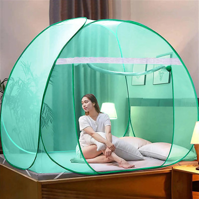 MOM SKIN SOLUTIONS Foldable Double Bed with Free Saviours (Suitable for 6ft x 6ft to 6.5ft x 6.5ft) Polyester Washable Adults Mosquito Net(Full Green., Tent)