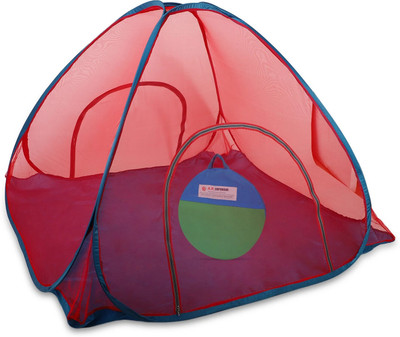 A.R. Emporium Polyester Adults Washable Double Bed Foldable Mosquito Net With Base Cloth, Portable Double Bed Mosquito Net/Tent with 2 Side Large Zipper Doors (Size : LxWxH : 6.10 x 6.10 x 4.6 ft ) (Suitable for : Double/King Bed) Mosquito Net(Red, Tent)