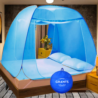 Grants Cotton Adults Washable mosquito net 6x6 6.5x6.5 7x7 ft Mosquito Net(Sky Blue, Tent)
