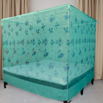 CoverCraze HDPE - High Density Poly Ethylene Adults Washable queen bed mosquito and insect protection net Mosquito Net(Green, Bed Box)