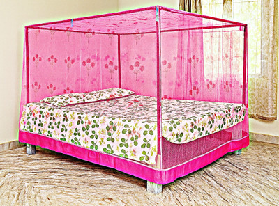 JHMENTERPRISES desiner mosquito net for double bed/single bed/machardani/masari/{6ft-7ft} Cotton Washable Adults Mosquito Net(Pink, Tent)