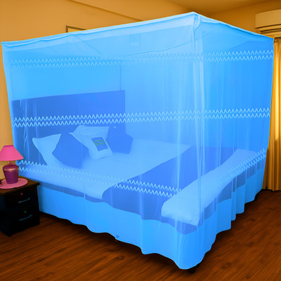 Parbhez Handloom Polyester Adults Washable Mosquito Net 6x7 Mosquito Net(Blue, Bed Box)