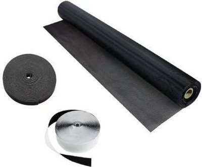 Easynet Fibre Adults Washable 4FT X 10FT 120GSM PVC coated Fibreglass mosquito mesh for windows with Velcro GREY Mosquito Net(Grey, Frame Hung)