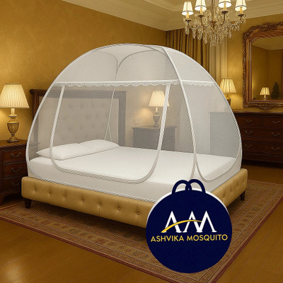 Ashvika mosquitoNet Double and King size bed 6x6 6.5x6.5 7x7 ft Polyester Washable Adults Mosquito Net(White, Tent)